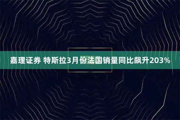 嘉理证券 特斯拉3月份法国销量同比飙升203%