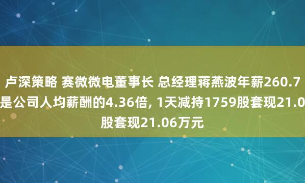 卢深策略 赛微微电董事长 总经理蒋燕波年薪260.75万元是公司人均薪酬的4.36倍, 1天减持1759股套现21.06万元
