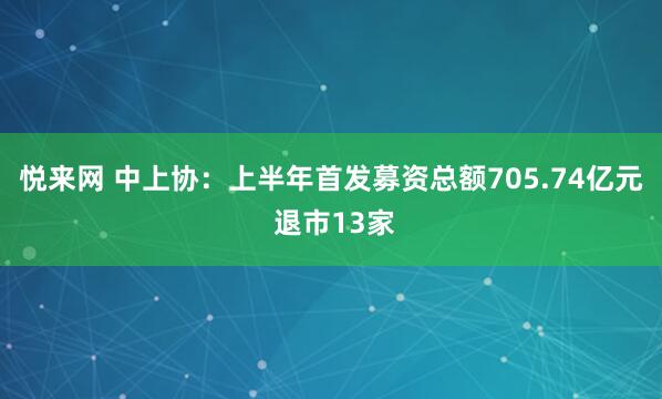 悦来网 中上协：上半年首发募资总额705.74亿元 退市13家